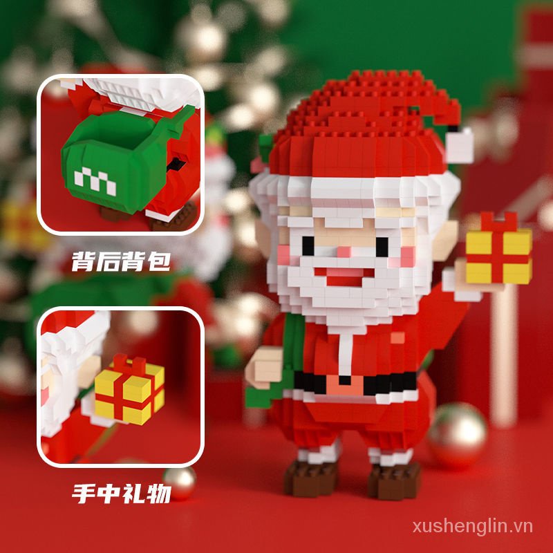 Miniature Small Particles Compatible with Lego Building Blocks Santa Claus Christmas Tree Ornaments Children's Toys Girls' Christmas Gifts