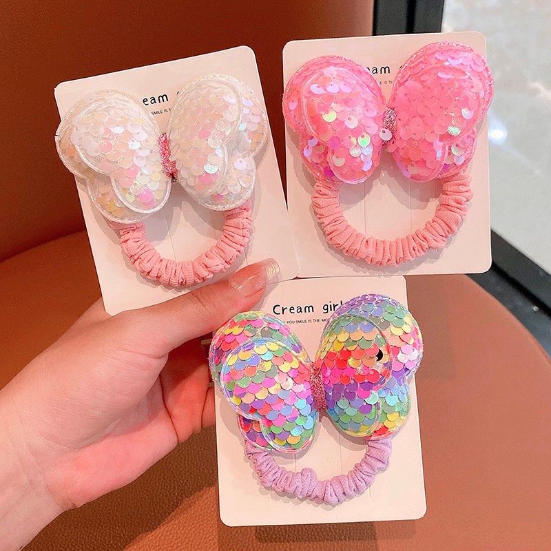 Cột tóc nơ bướm 2 lớp lấp lánh dành cho bé CT08