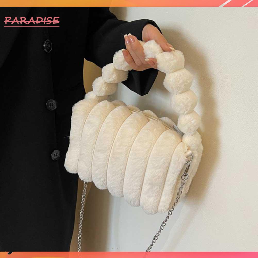 Túi Xách Đeo Vai Bằng Lông Giả Màu Trơn Đơn Giản Cho Nữ