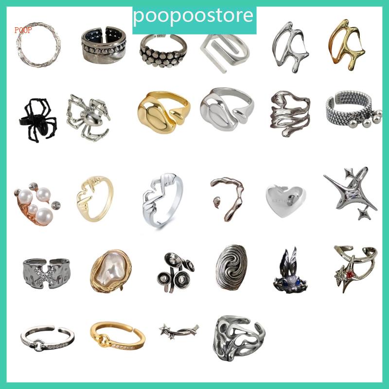 Nhẫn Hình Trái Tim Đính Đá zircon Phong Cách gothic punk Cổ Điển Cho Nữ je