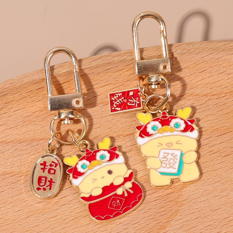 Móc Khóa Hình Rồng / Năm Mới May Mắn Bằng Hợp Kim Phong Cách retro