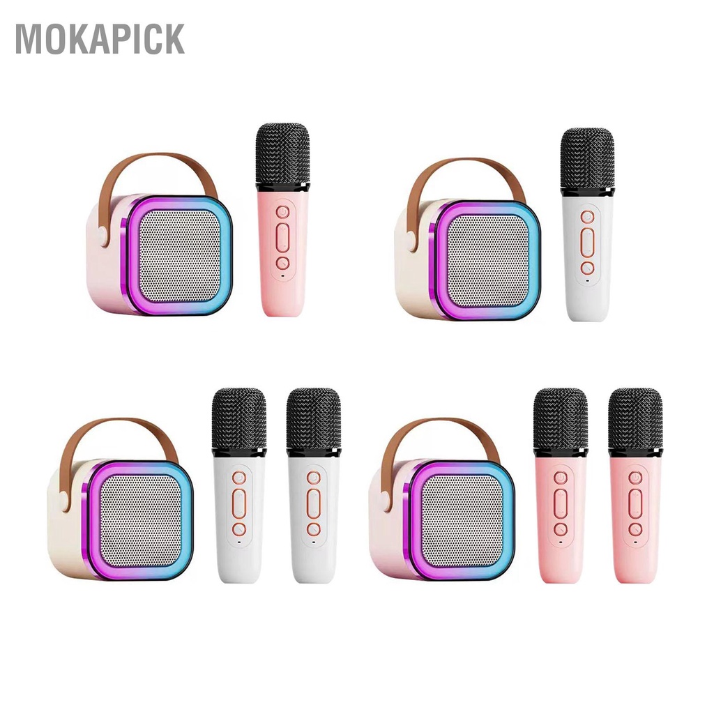 Karaoke Máy karaoke mini Với Hiệu Ứng Ánh Sáng Không Dây Kèm Pin Tiện Dụng