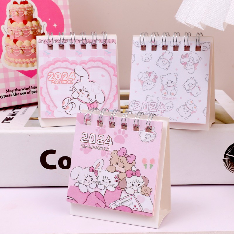 Lịch Để Bàn mini Dạng Lật Dễ Thương Trang Trí Nhà Cửa / Văn Phòng / Lập Kế Hoạch Hàng Tháng / 2024