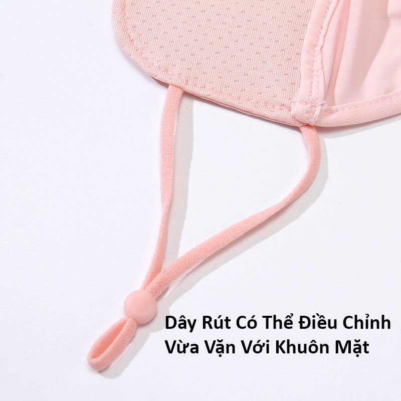 Khẩu Trang Chống UV, Thoáng Khí, Trùm Nửa Mặt Có Dây Rút Tai Bằng Thun Lạnh Cao Cấp