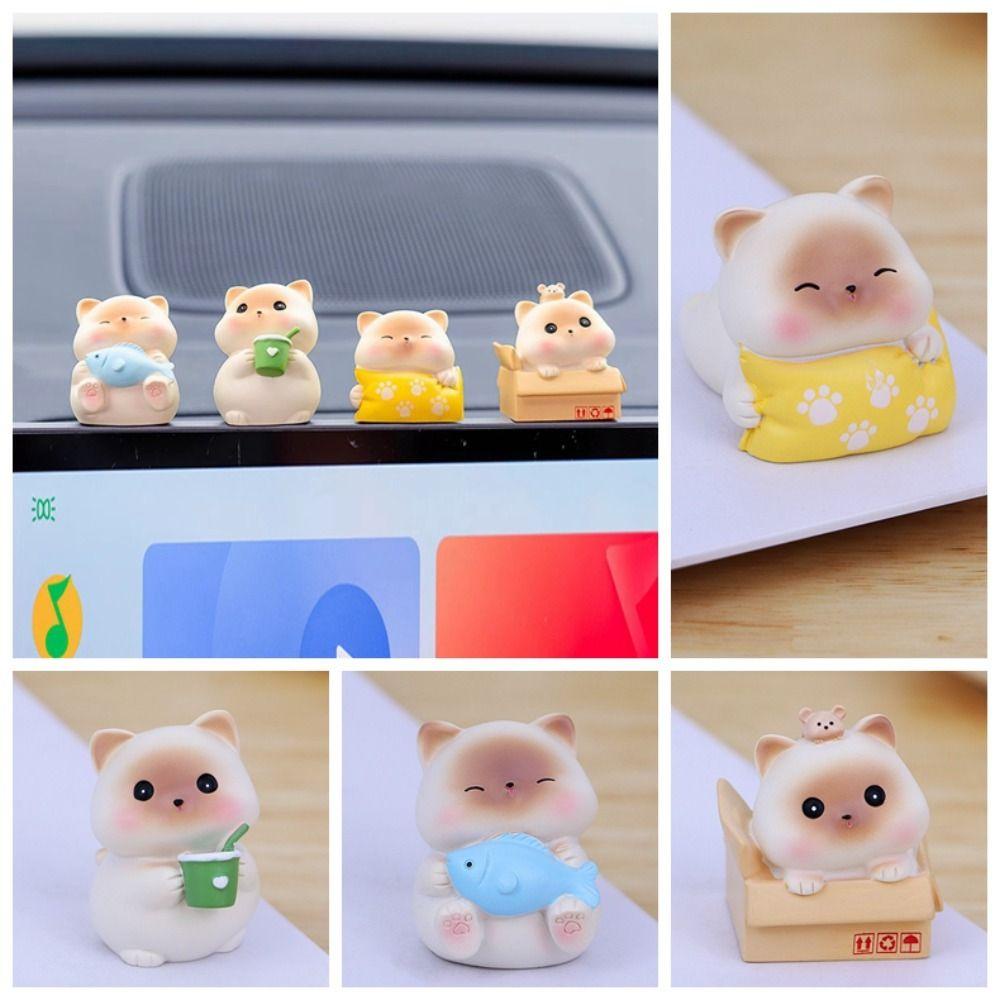 Mô Hình Chú Mèo May Mắn Hoạt Hình mini Bằng Nhựa resin Trang Trí Xe Hơi