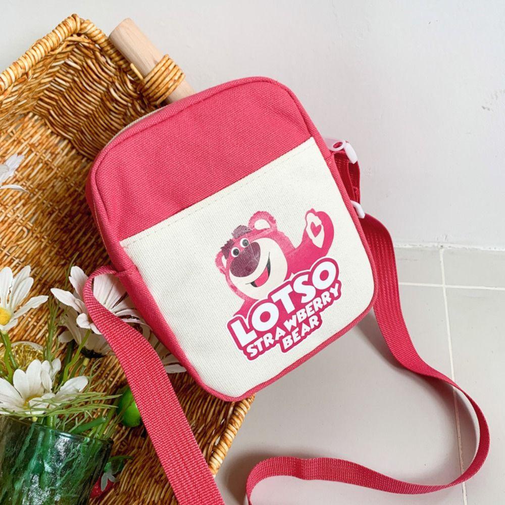 Dalton Túi canvas Đeo Chéo Đựng Đồ Trang Điểm Đa Năng Hình Gấu Dâu Tây Xinh Xắn