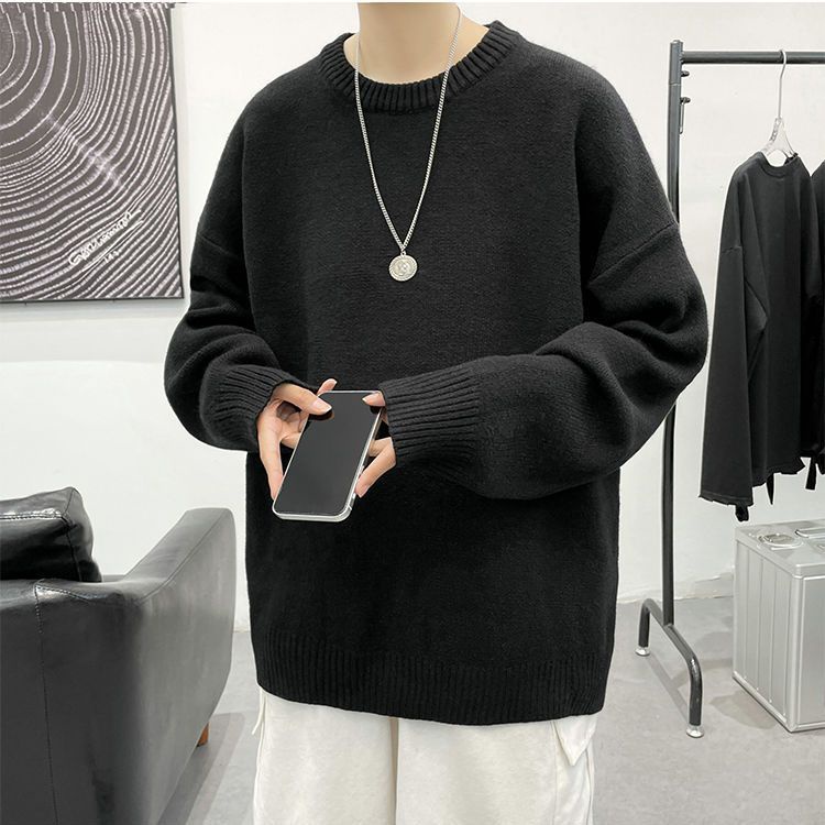 Áo sweater Dệt Kim Cổ Tròn Màu Sắc Đơn Giản Cho Nam