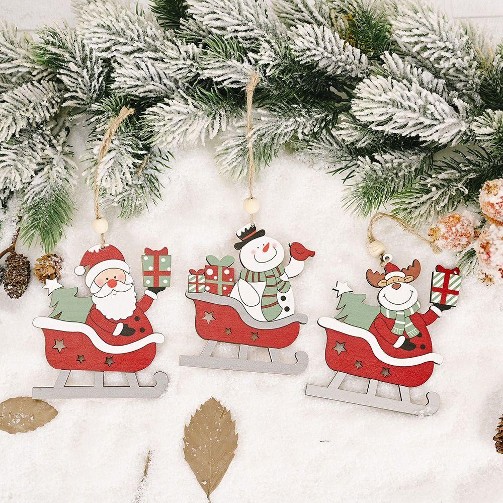 Phụ Kiện Treo Trang Trí Cây Thông Giáng Sinh Bằng Gỗ Hình Người Tuyết / Hươu / Ông Già Noel handmade diy