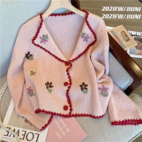 Áo Khoác cardigan Dệt Kim Dáng Ngắn Thêu Họa Tiết Thời Trang Xuân Thu 2023 Cho Nữ