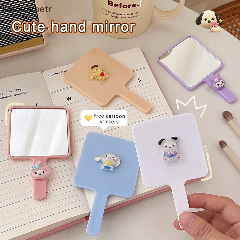 Kam Gương Trang Điểm Cầm Tay Hình Vuông Nhỏ Gọn Họa Tiết Hoạt Hình Xinh Xắn Cho Nữ