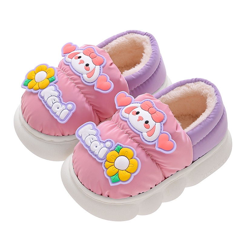 Dép cotton Lót Lông Cừu Giữ Ấm Chống Thấm Nước Cho Bé