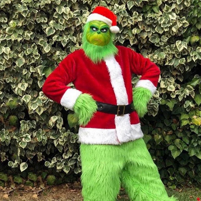 Grinch Bộ Đồ Hóa Trang Quái Vật Tóc Xanh Lá Cây cosplay Giáng Sinh cos mask Thef