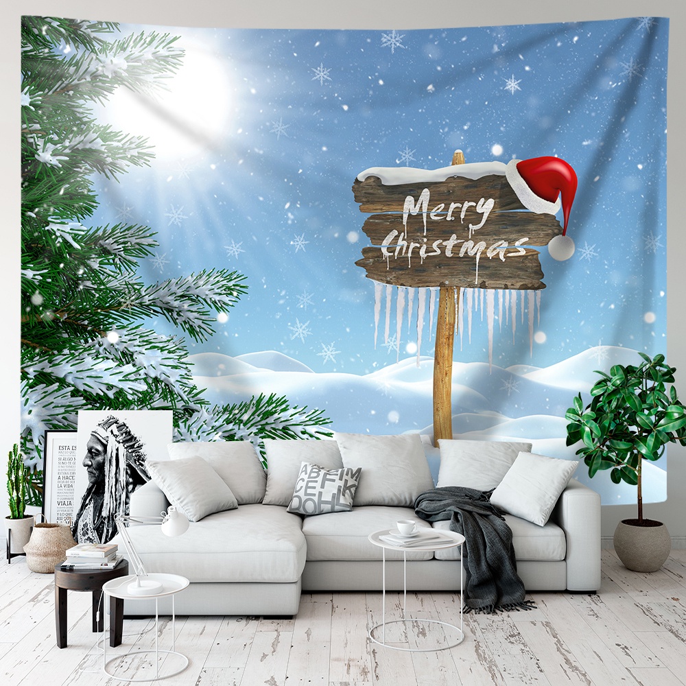 Thảm Treo Tường Trang Trí Giáng Sinh Năm Mới Kèm Kẹp Chất Liệu polyester