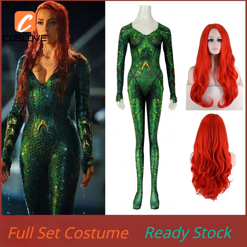 DC Phim Aquaman Mera Nữ Hoàng Cosplay Phù Hợp Với Zentai Phù Hợp Với Áo liền quần Màu Xanh Lá Cây Ph