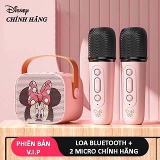 Sẵn HCM - Bộ loa 2 micro karaoke bluethooth 5.0 Lotso Minnie chính hãng Disney sạc PIN Không dây mini Âm Hay Bass Chuẩn