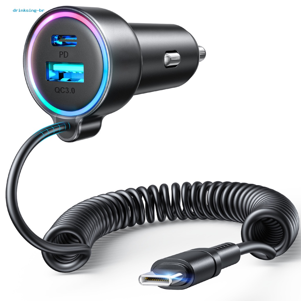 Củ Sạc Nhanh 3 Trong 1 Có Đèn led Nhiều Màu Cho Xe Hơi