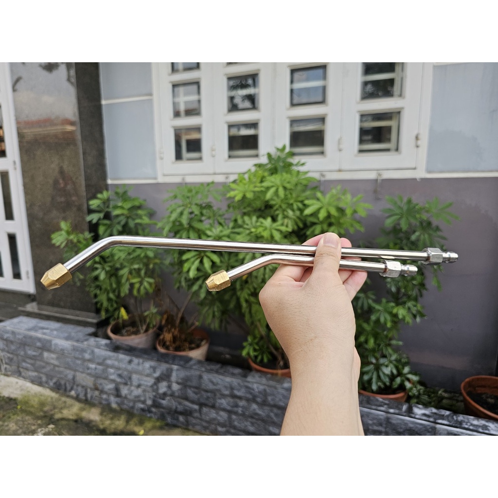 Thanh Nối Dài Đầu Uốn Cong Tích Hợp Béc Phun 25 Độ Cho Máy Rửa Xe Cao Áp
