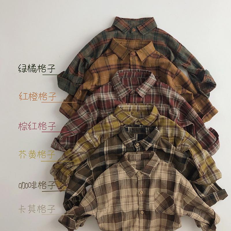 Áo Sơ Mi Tay Dài Họa Tiết Sọc Caro Phong Cách Hàn Quốc Thời Trang Xuân Thu Cho Nam Và Nữ