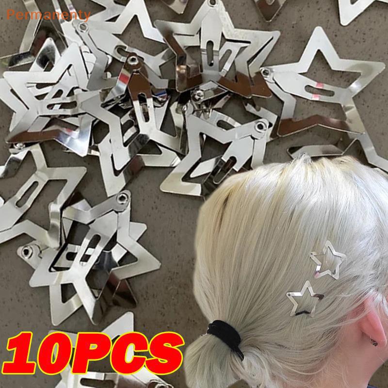 Bộ 10 Kẹp Tóc Kim Loại Chống Trượt Hình Ngôi Sao Năm Cánh y2k Cho Nữ