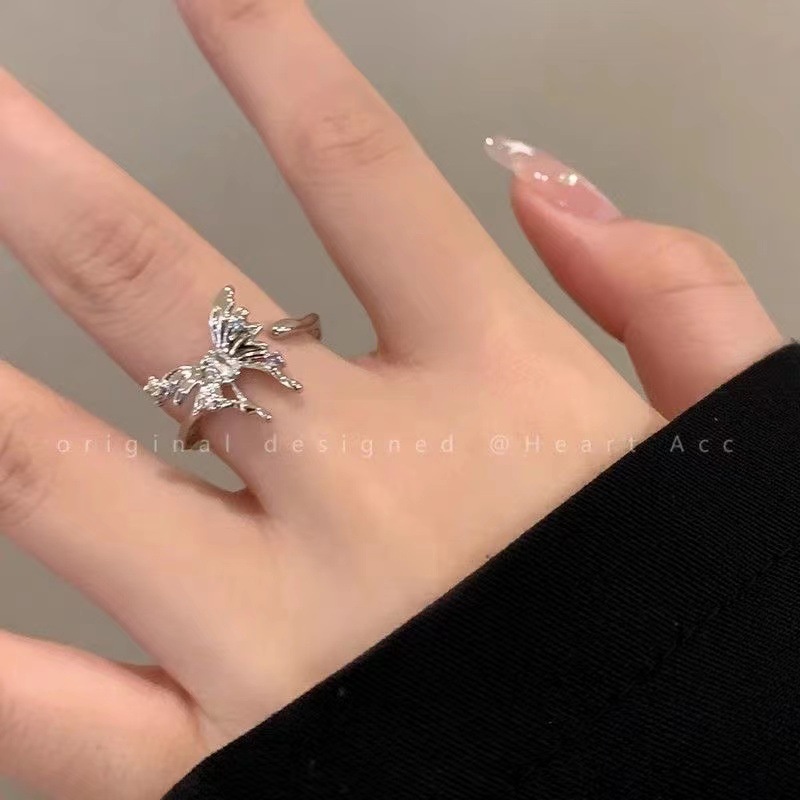 Thời Trang Nhẫn Hở Hình Bướm Ba Chiều Có Thể Điều Chỉnh
