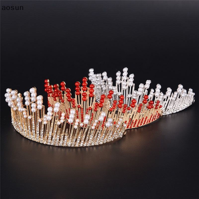 Aosun Vương Miện Đính Ngọc Trai Và Kim Cương Giả Cho Cô Dâu