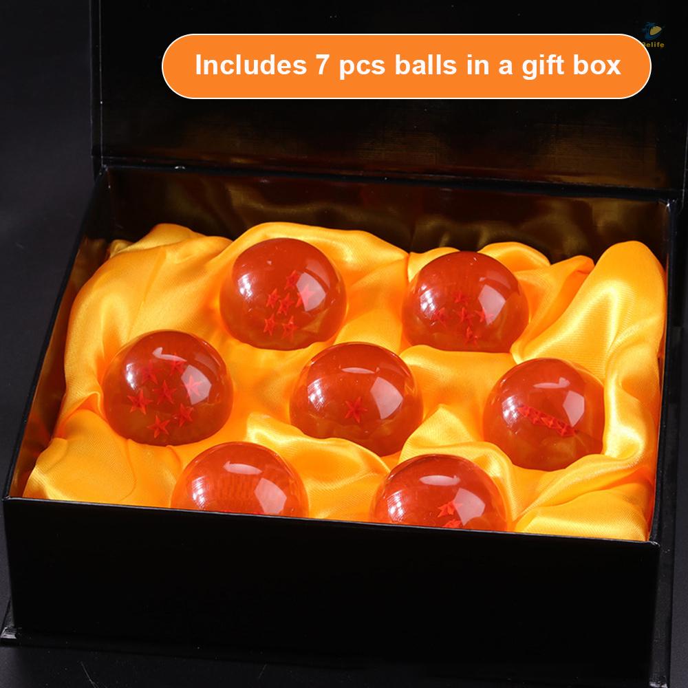 Bộ 7 Quả Cầu Pha Lê Trong Suốt In Hình dragon Ball Kèm Hộp Quà Cho Bé