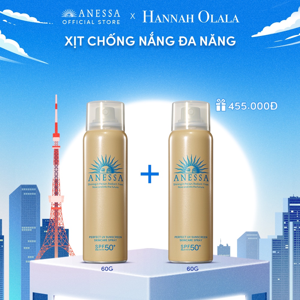 [Hannah Olala x Anessa] Bộ đôi Xịt chống nắng bảo vệ hoàn hảo Anessa Perfect UV Sunscreen Skincare Spray 60g_16174 x2