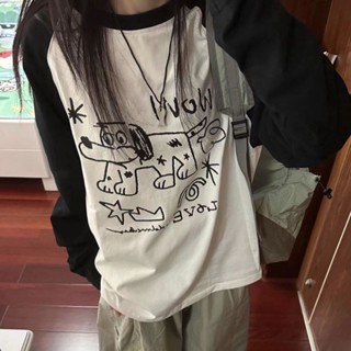 Áo Thun Nữ Tay Dài Dáng Rộng Cổ Tròn Thời Trang Phong Cách Hàn Quốc