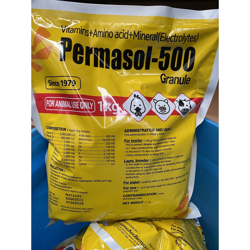 Hỗn hợp vitamin, khoáng chất, amino cho heo gà bò permasol gói 1kg