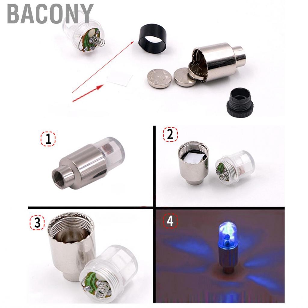 Bacony 2pcs Motorcycle Wheel Light  Flash Tyre Valve Cap for Car Bike Bicycle