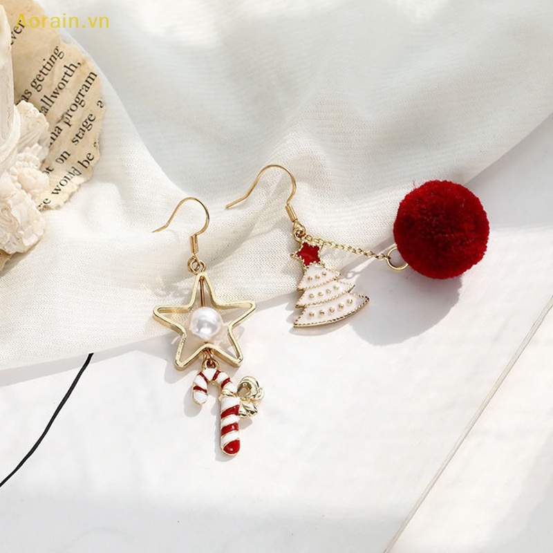 Khuyên Tai Dáng Thả Đính Đá zircon Pha Lê Hình Cây Thông Giáng Sinh Khí Chất Trang Sức Dự Tiệc