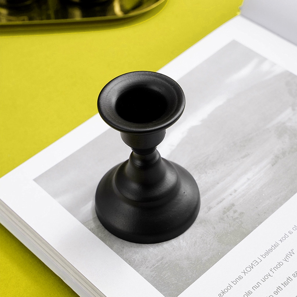 Chân Nến Bằng Kim Loại Màu Đen 7.6x5.6x4.3cm