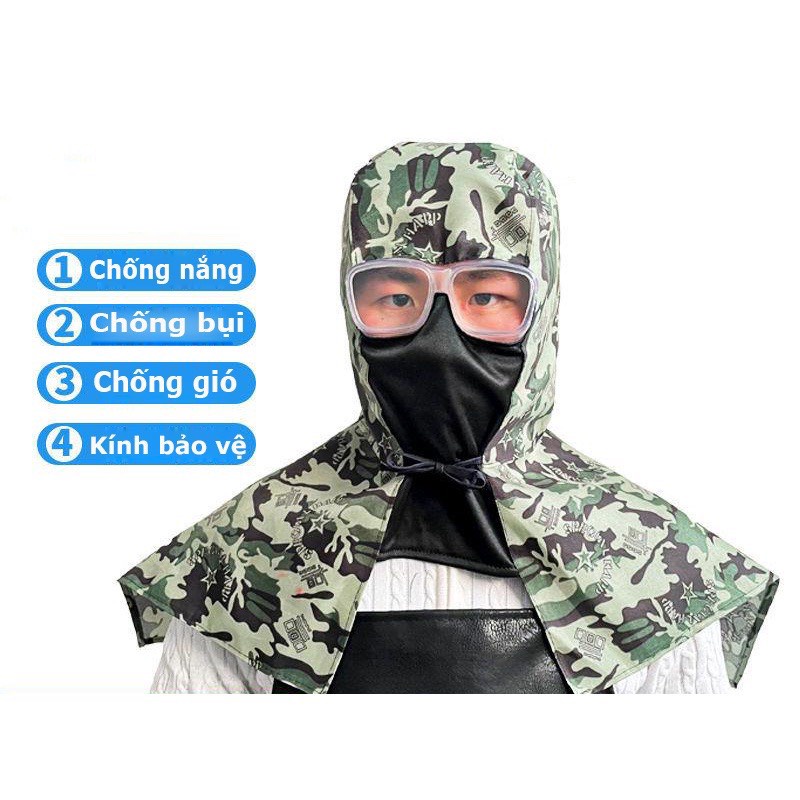 Mũ trùm đầu kiêm kính bảo vệ ,khẩu trang chống bụi chống sương mù đa năng tiện dụng MIN200