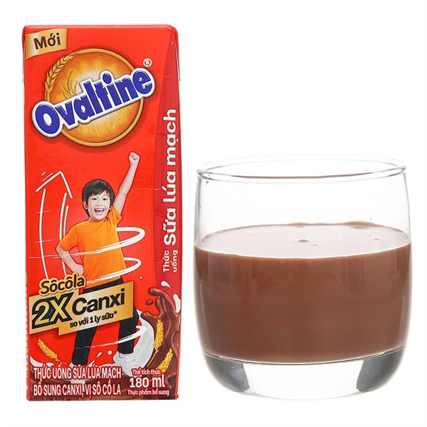 Lốc 4 hộp sữa lúa mạch vị socola Ovaltine bổ sung canxi 180ml