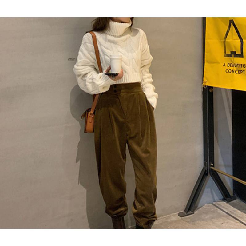 Áo sweater Dệt Kim Cổ Lọ Tay Dài Dáng Rộng Phong Cách Hàn Quốc Thời Trang Mùa Đông Cho Nữ