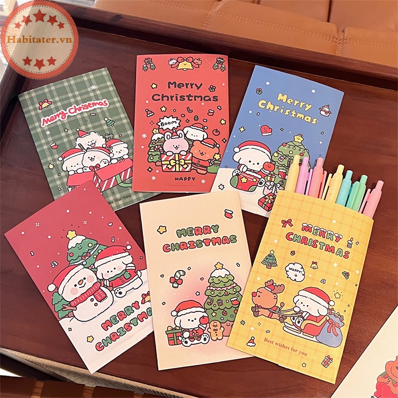 Set 10 Túi Giấy Đựng Kẹo / Bánh Quy Họa Tiết Giáng Sinh Dễ Thương diy vn