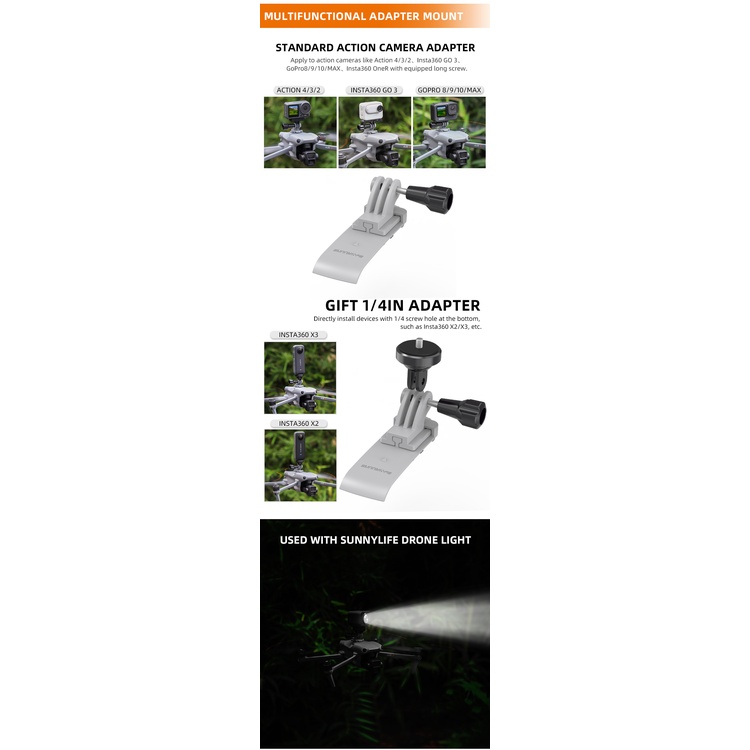 Sunnylife Giá Đỡ Đèn Flash Cho Máy Ảnh Thể Thao insta360 go 3 / osmo action 4 / gopro 12