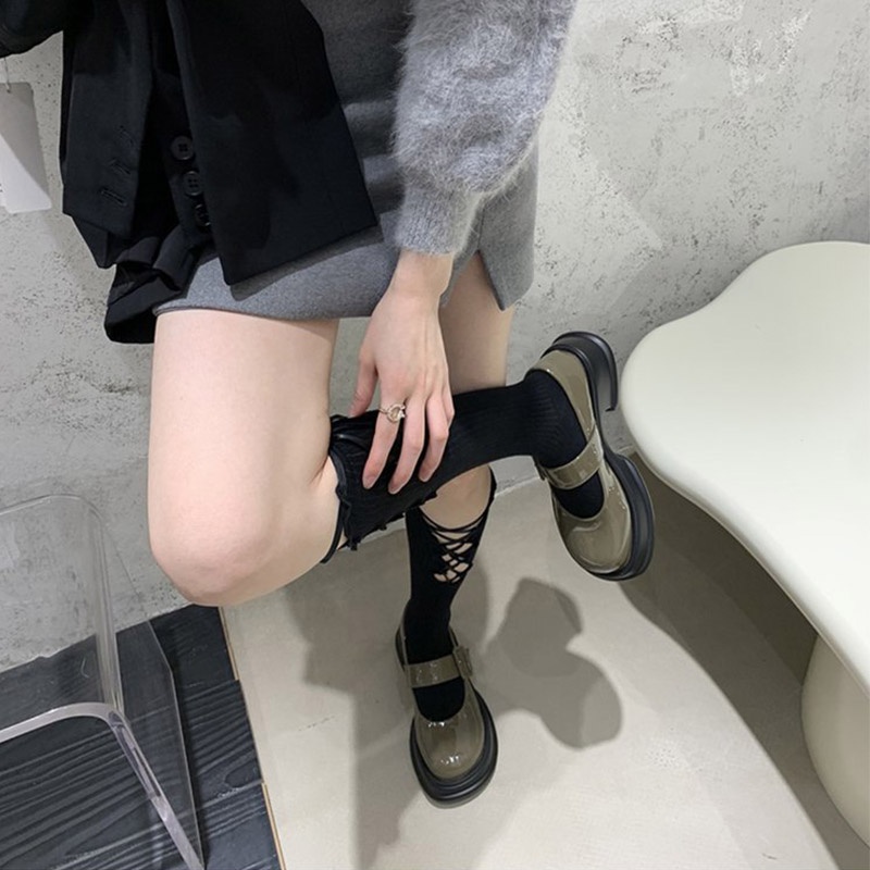Giày Da Đế Dày Tăng Chiều Cao Thoải Mái Thời Trang Hàn Quốc mary jane Cho Nữ