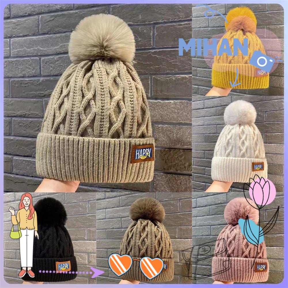 Mũ Len beanie Dày Dặn Giữ Ấm Mùa Đông Kiểu Dáng Đơn Giản Cho Nữ mihan1