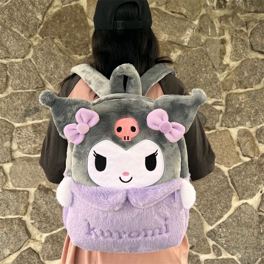 Mới sanrio Ba Lô Đeo Vai Hình cinnamoroll kuromi / Trái Tim Sức Chứa Lớn Nhồi Bông Đáng Yêu Làm Quà Giáng Sinh Cho Bé Gái