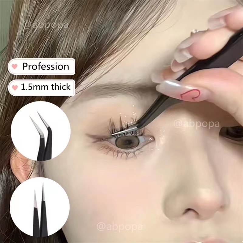 1 Nhíp Màu Đen Bằng Thép Không Gỉ Chuyên Dụng Cho Nối Mi