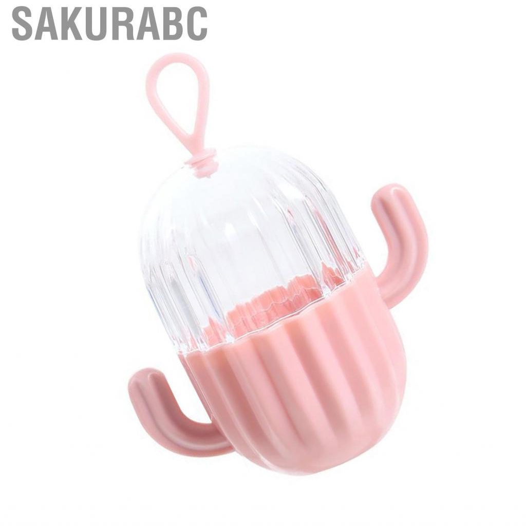Sakurabc Makeup Sponge Storage Box  Blender Case Dust Proof Transparent Cactus Shape Thick with Lid for Outdoor