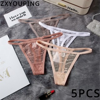 Bộ 5 Quần Lót Lọt Khe Phối Ren Lưới Màu Trơn Lưng Thấp Size s-xl Thời Trang Quyến Rũ Cho Nữ