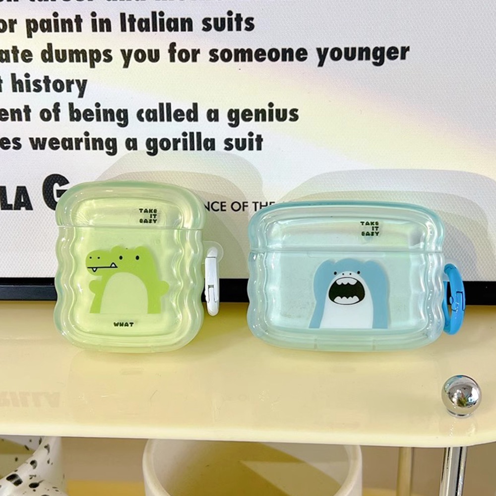 Vỏ Bảo Vệ Hộp Sạc Tai Nghe bluetooth airpods 1 / 2 / 3 / pro 2 Bằng Silicon Hình Cá Sấu Dễ Thương
