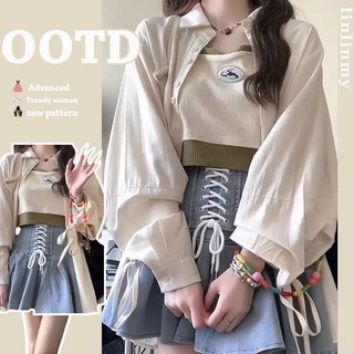  Áo Sơ Mi Tay Dài Chống Nắng Dáng Rộng Cột Dây Thời Trang Mùa Hè Cho Nữ 