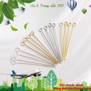  💖Trang sức DIY phụ kiện💖18K14K mạ vàng giữ màu phụ kiện 9 chữ kim đính cườm kim tròn đầu T kim DIY bông tai trang sức vật liệu mặt dây chuyền Cây kim Vòng tay Vòng cổ Dây chuyền  