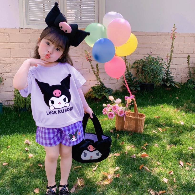 Set Áo Thun Tay Ngắn & Quần short 100% cotton In Họa Tiết Hoạt Hình Thời Trang Mùa Hè 2023 Cho Bé Gái