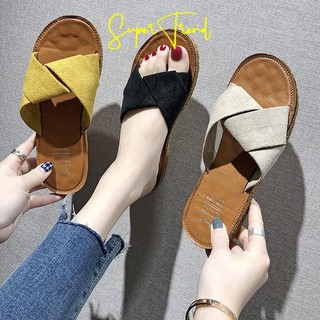 Dép Sandal Đế Mềm Chất Liệu Gân Bò Chống Trượt Thời Trang Đi Biển Cho Nữ
