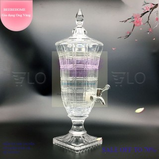 Bình ngâm rót rượu thủy tinh có vòi dung tích 2 lít-3 lít-5 lít, bình cúp vòi thuỷ tinh vân nổi sang trọng beebehome