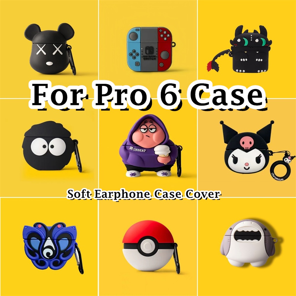 Dành Cho Pro 6 Ốp Lưng Hoạt Hình Sáng Tạo Vỏ Tai Nghe Silicon Mềm Vỏ